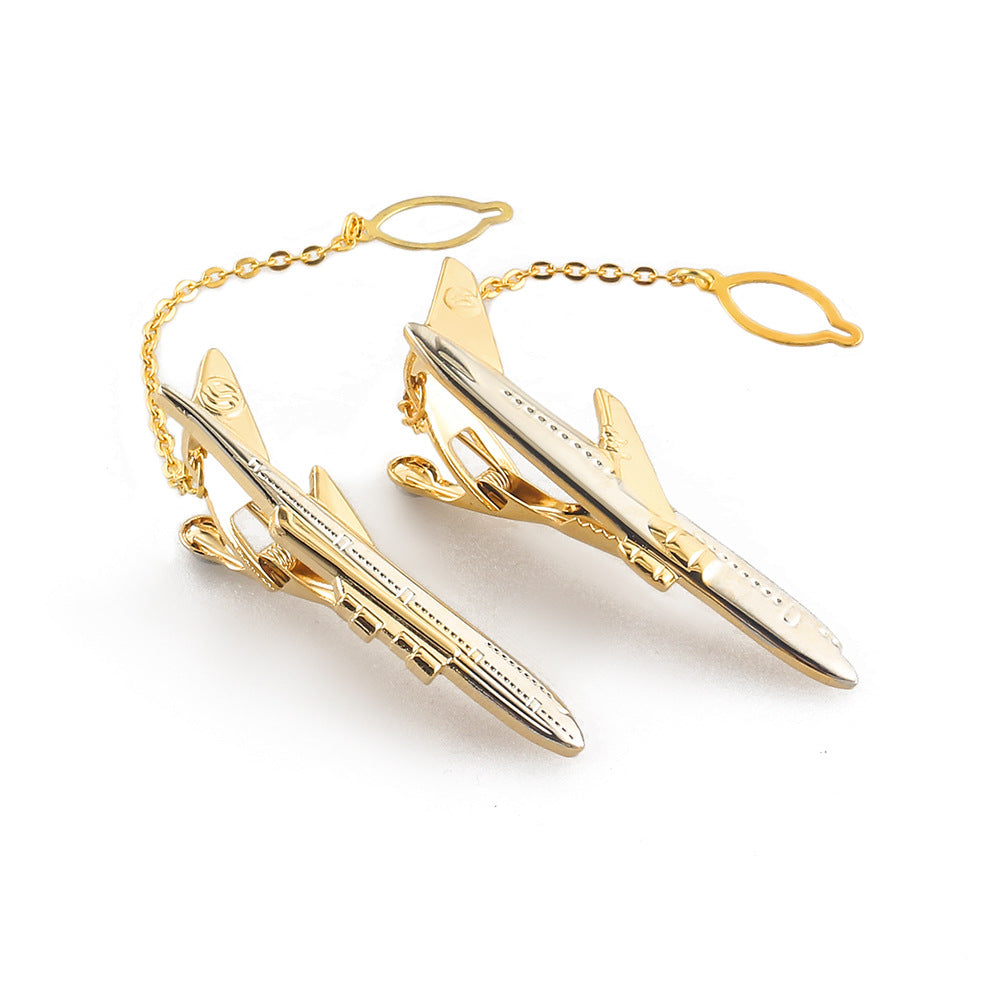 ANBBAS Business Fashion - Men's Gold Plated Aircraft-Shaped Tie Clip, Embodying Aviator Elegance