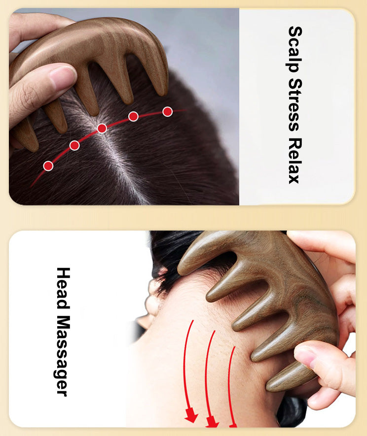 ANBBAS Sandalwood Large-toothed Brush for Hair Head Massager Scalp Stress Relax
