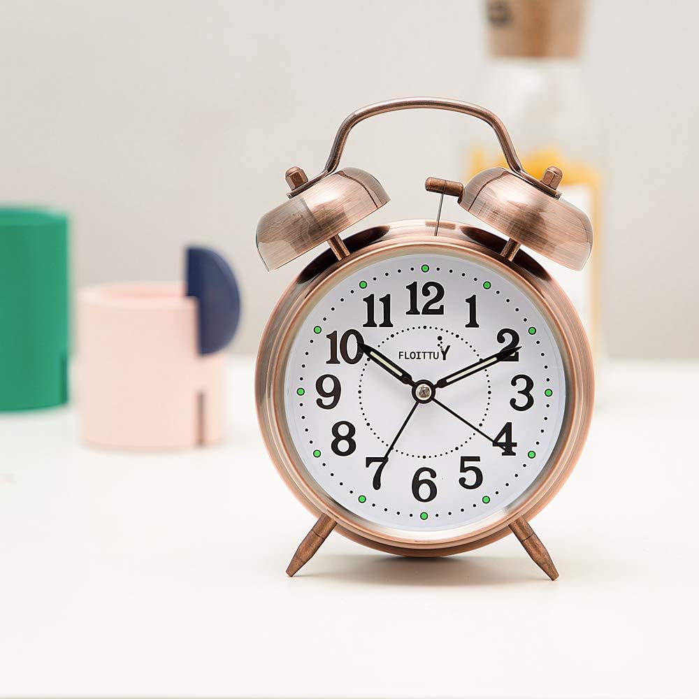 ANBBAS {Loud Alarm for Deep Sleepers) 4'' Twin Bell Alarm Clock with Backlight for Bedroom and Home
