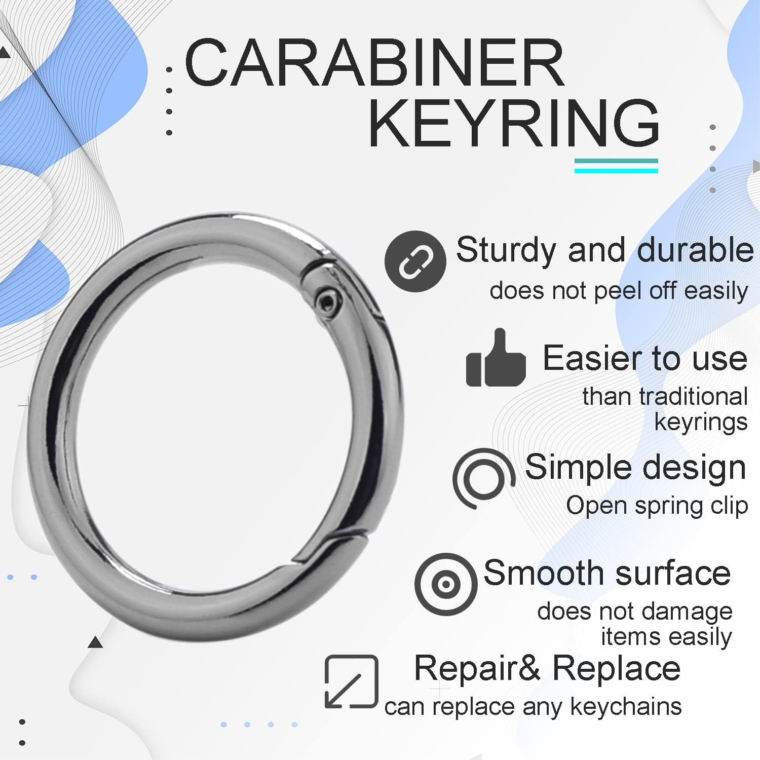 ANBBAS 10Pack 1 Inch Metal Spring O Rings Clip Keychain-Key rings