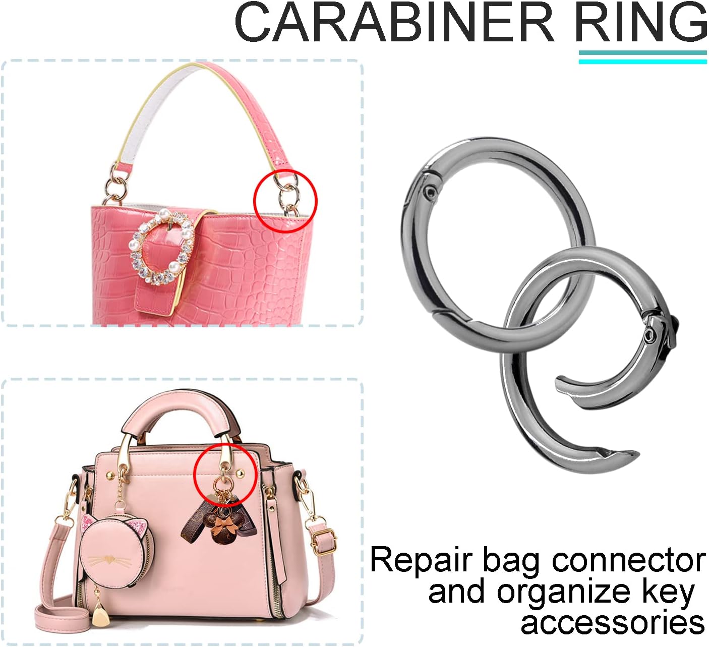 ANBBAS 10Pack 1 Inch Metal Spring O Rings Clip Keychain-Key rings