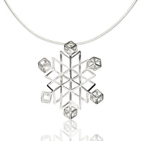 ANBBAS Geometric Artistry - Sterling Silver 925 Abstract Snowflake Pendant Necklace, Modern Minimalist Design