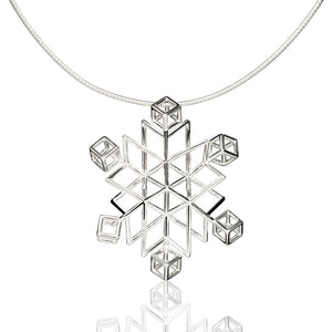 ANBBAS Geometric Artistry - Sterling Silver 925 Abstract Snowflake Pendant Necklace, Modern Minimalist Design