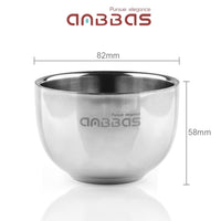 2 Layers Stainless Steel Shaving Soap Bowl Mug Cup for Cream & Soap