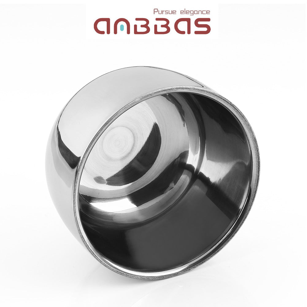 2 Layers Stainless Steel Shaving Soap Bowl Mug Cup for Cream & Soap