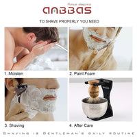 3in1 Shaving Set,Brush and Shaving Bowl,Acrylic Stand for DE Razor