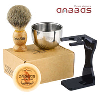 4in1 Set,Badger Brush,Stand Holder,Shaving Bowl and Soap Refill Bar