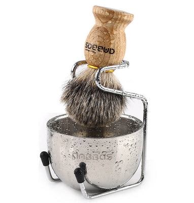 Shaving Set,Badger Brush with Stand & Soap Bowl for Wet Shaving Stater