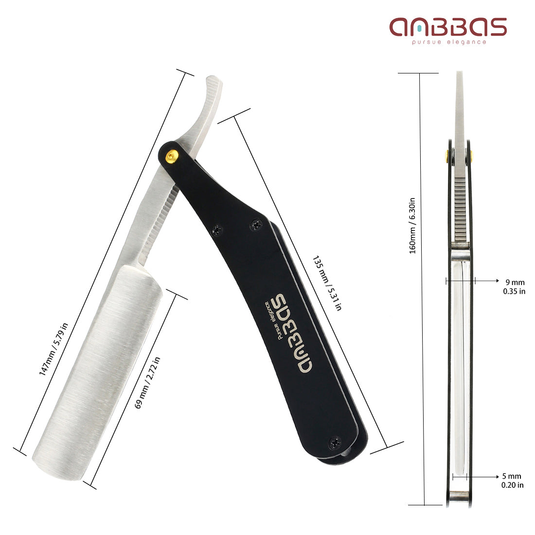 Barber Shaving Straight Razor with Artificial Leather Pouch