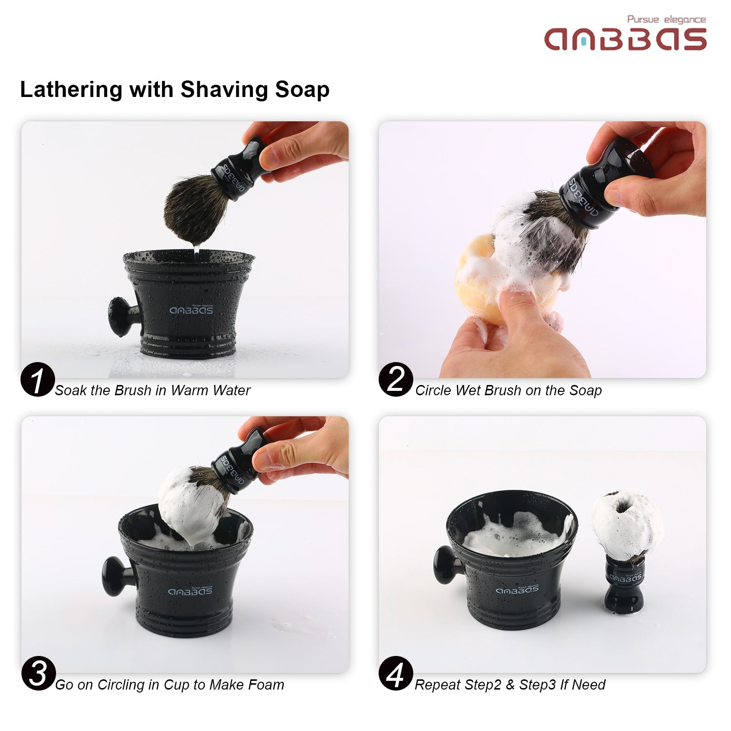 Badger Shaving Brush Set, 3in1 Razor and Brush Stand for Men Women