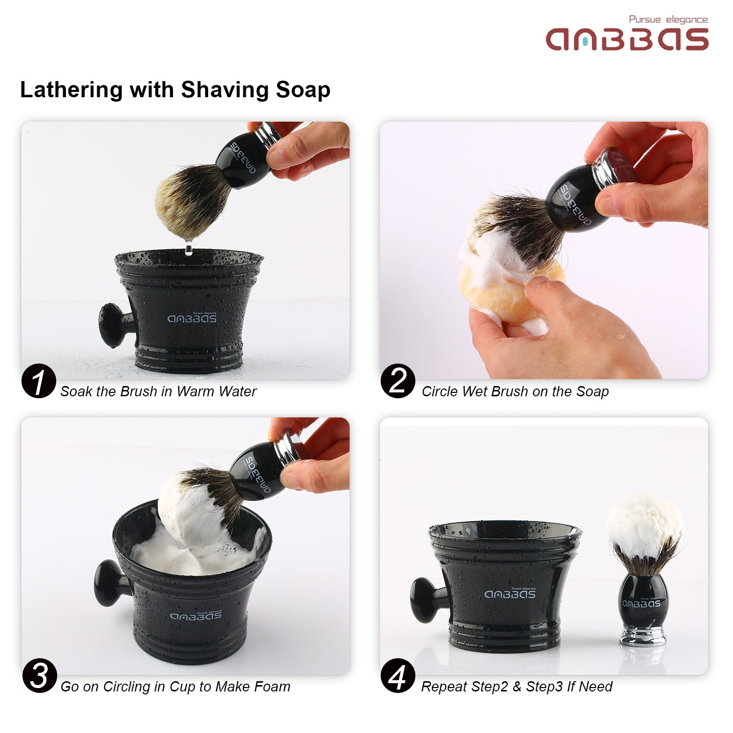 4in1 Set,Silvertip Badger Shaving Brush and Soap,Stand,Shaving Mug for Men