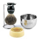 Fine Badger Shaving Brush,Stand and Soap Cup with Soap Bar Kit