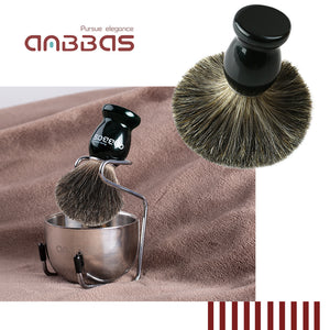 5in1 Black Shaving Brush, Holder, Soap, Bowl and Safety Razor Set for Men Shaving
