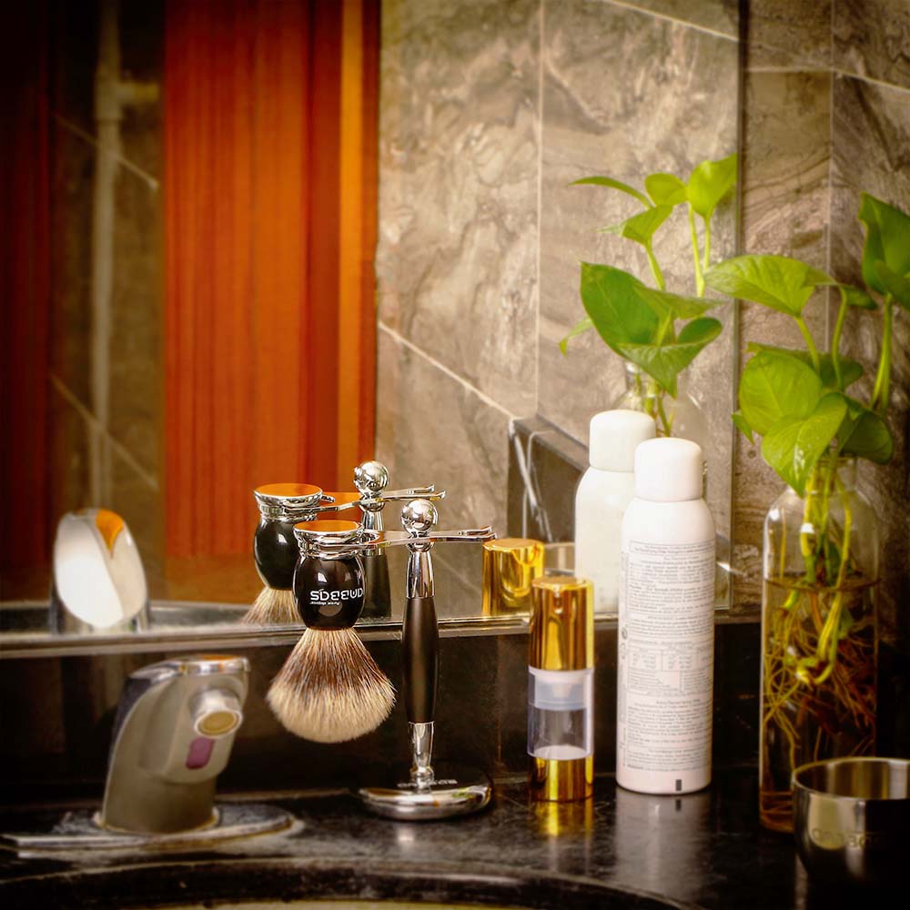 2IN1 Shaving Brush and Stand for DE Safety Razor Straight Razor Gift Set