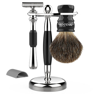 Badger Shaving Brush Set, 3in1 Razor and Brush Stand for Men Women