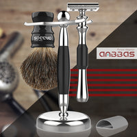 Badger Shaving Brush Set, 3in1 Razor and Brush Stand for Men Women