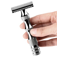 Travel Shaving Set, Vegan Brush with Stand, DE Razor with Portable Bag