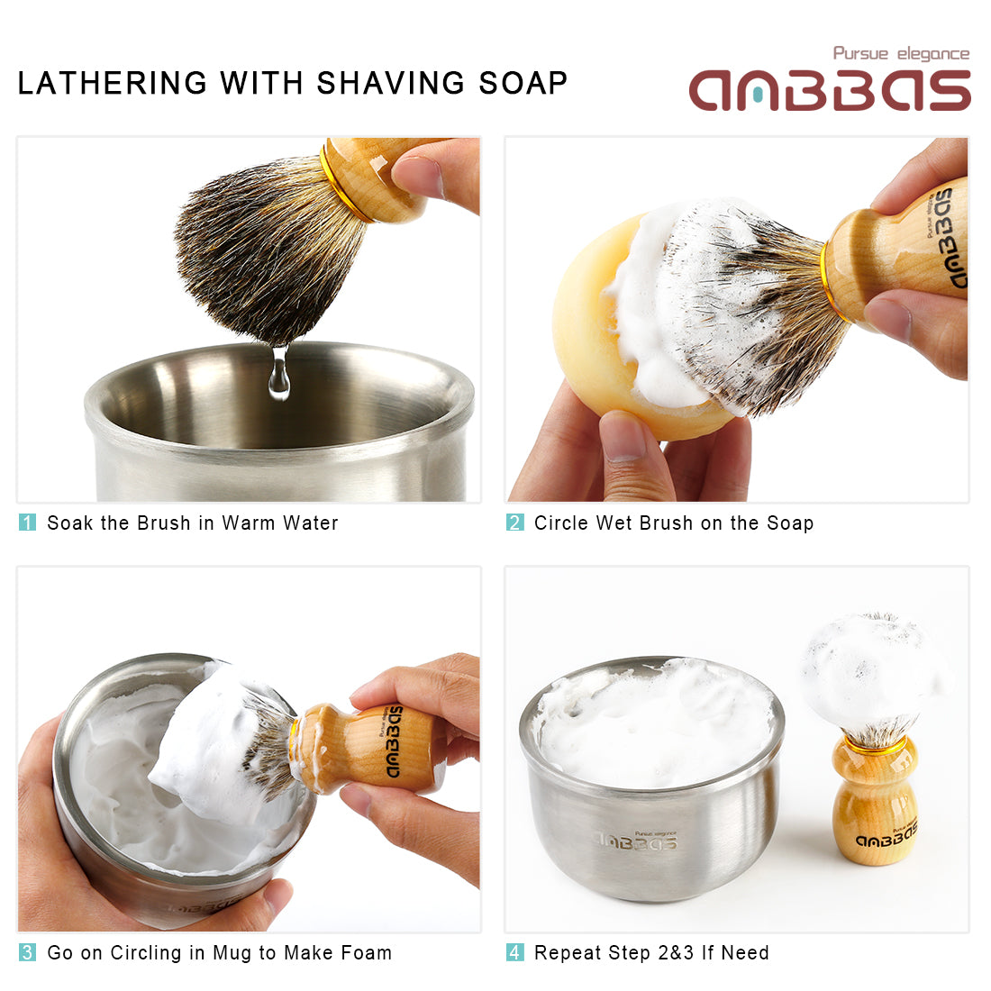 Shaving Brush with Black Resin Holder Wet Shaving Set