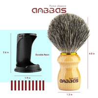 Shaving Brush with Black Resin Holder Wet Shaving Set