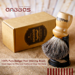 Barber Style Badger Shaving Brush with Wooden Handle