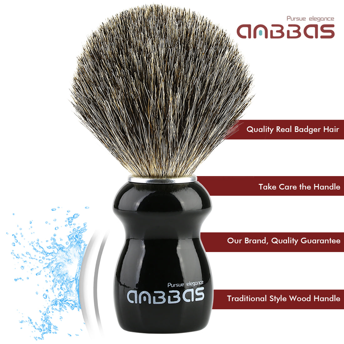Black Wood Shaving Brush and Holder Travel Shaving Kit for Men