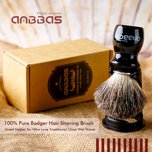 Black Wood Shaving Brush and Holder Travel Shaving Kit for Men