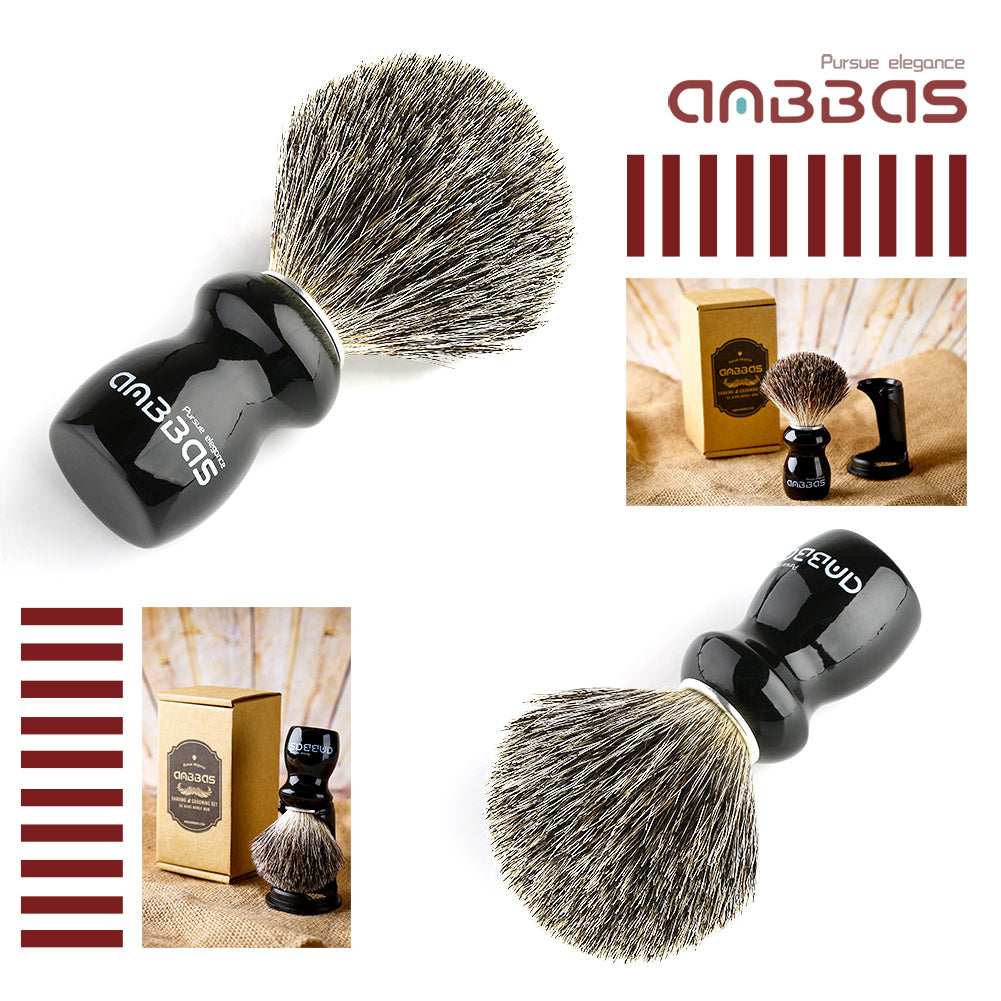 Black Wood Shaving Brush and Holder Travel Shaving Kit for Men