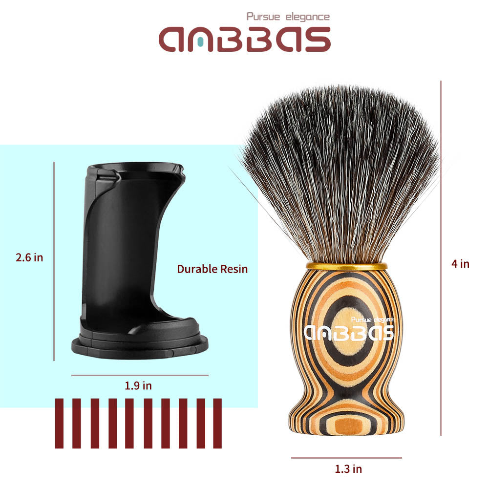 3IN1 Faux Badger Shaving Brush Set with Black Holder Travel Tube