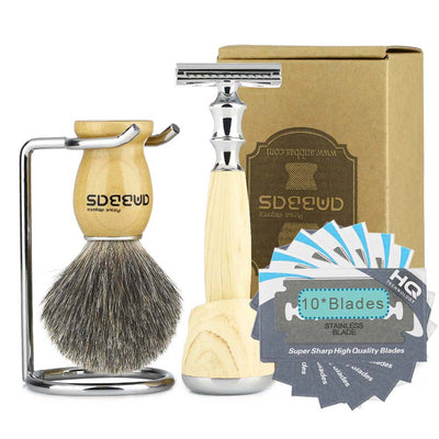 Travel Set,Shaving Brush and Stand DE Safety Razor and Holder