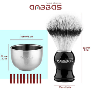 5IN1 Shaving Set Synthetic Brush & Bowl,3.5oz Soap, Black Holer with DE Razor