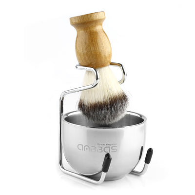 3IN1 Synthetic Shaving Brush Set,Shaving Stand + Bowl Perfect for Men Gift Idea
