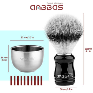 3IN1 Synthetic Shaving Brush Set with Stand and Bowl for Wet Close Shave