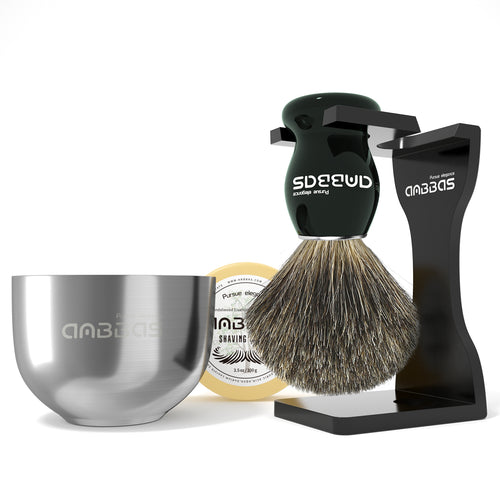 4in1 Shaving Set,Badger Brush,Stand Holder,Bowl and Refill Soap Bar