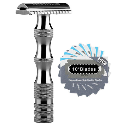 Alloy Double Edge Safety Razor with 10 Replacement Blades