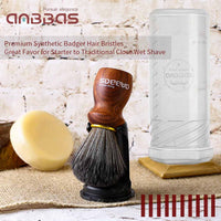 Vegan Shaving Brush Set with Black Holder,Travel Case Kit for Men