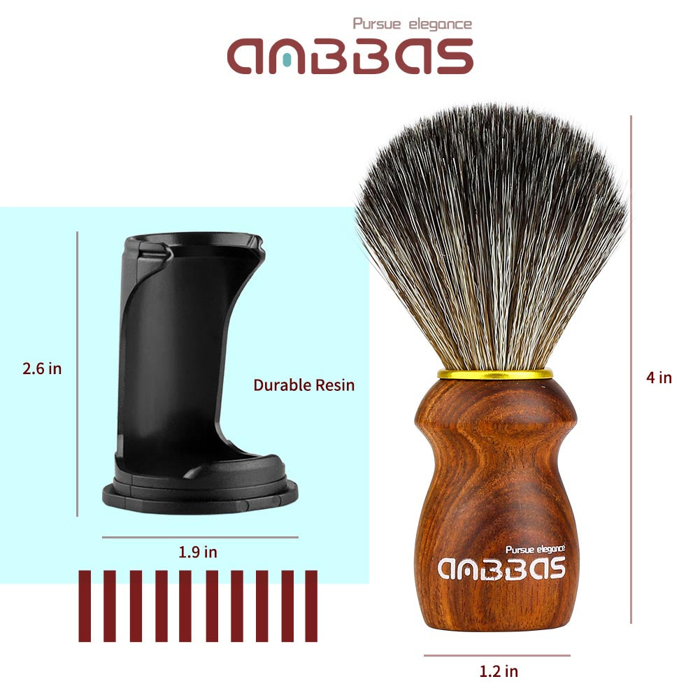Vegan Shaving Brush Set with Black Holder,Travel Case Kit for Men