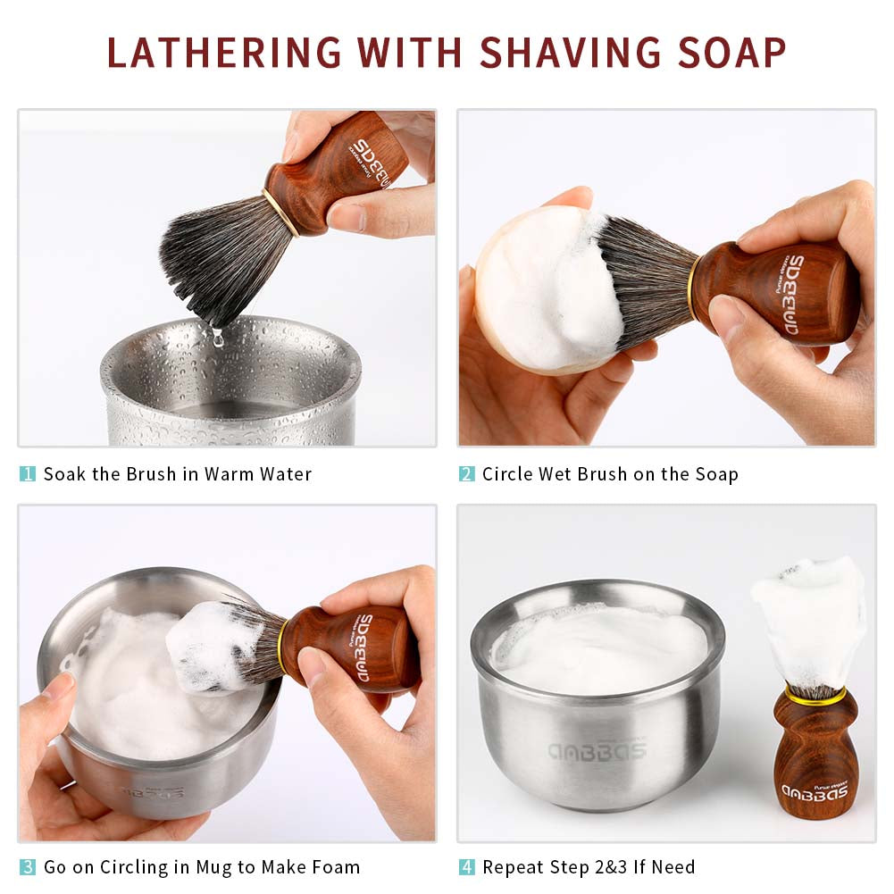 Vegan Shaving Brush Set with Black Holder,Travel Case Kit for Men