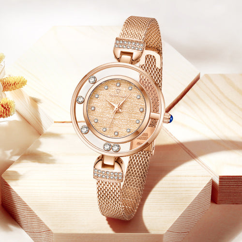 ANBBAS Women's Gold Plated Diamond Encrusted Watch, A Timeless Art of Sparkle and Elegance