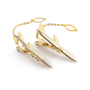 ANBBAS Business Fashion - Men's Gold Plated Aircraft-Shaped Tie Clip, Embodying Aviator Elegance