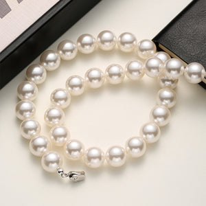 ANBBAS Pure Ocean Charm - Graduated White Shell Pearl Necklace, A Symphony of Simplicity and Natural Beauty Jewelry