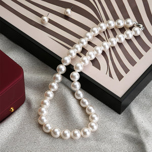 ANBBAS Pure Ocean Charm - Graduated White Shell Pearl Necklace, A Symphony of Simplicity and Natural Beauty Jewelry