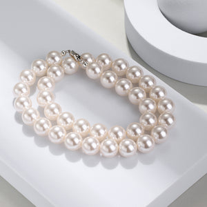 ANBBAS Pure Ocean Charm - Graduated White Shell Pearl Necklace, A Symphony of Simplicity and Natural Beauty Jewelry