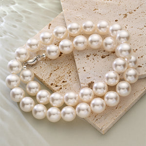 ANBBAS Pure Ocean Charm - Graduated White Shell Pearl Necklace, A Symphony of Simplicity and Natural Beauty Jewelry