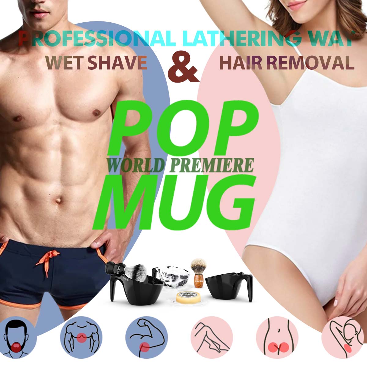 Anbbas 3in1 Shaving Brush Set with POP Mug | World’s First Professional Lathering Mug(9 Kits)
