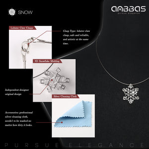 ANBBAS Geometric Artistry - Sterling Silver 925 Abstract Snowflake Pendant Necklace, Modern Minimalist Design