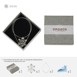 ANBBAS Geometric Artistry - Sterling Silver 925 Abstract Snowflake Pendant Necklace, Modern Minimalist Design