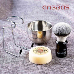 4in1 Vegan Shaving Brush Set,Stand with Soap and Bowl for Close Shave Kit