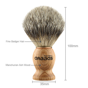 Fine Badger Hair Shaving Brush Manchurian Ash Wood Handle