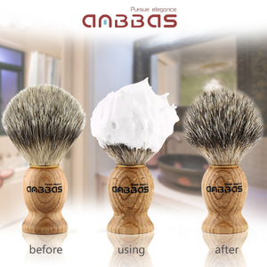 Fine Badger Hair Shaving Brush Manchurian Ash Wood Handle