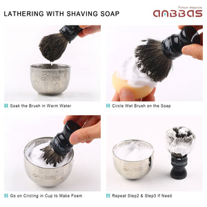 Black Badger Shaving Brush Set with Stand,Soap and Bowl Men Gift Kit